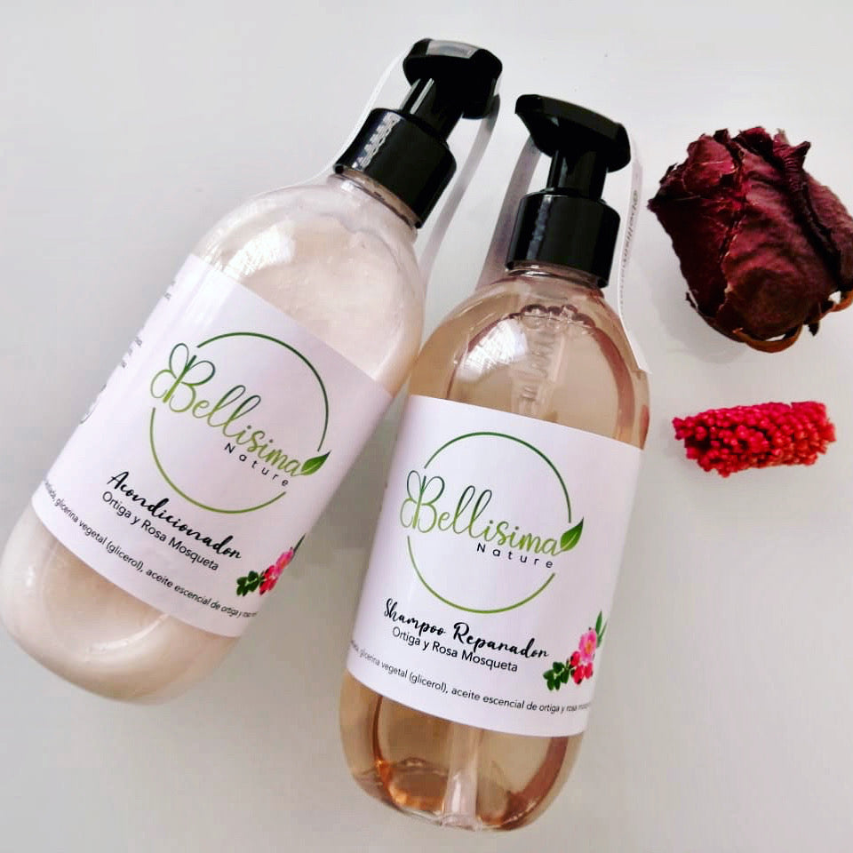 Shampoo y Acondicionador Ortiga y Rosa Mosqueta